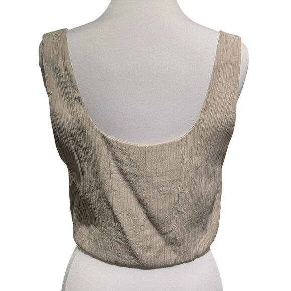 Jason Wu Cropped 3 Button Vest Top Sweetheart Neckline Fully Lined Taupe Sz M - Picture 3 of 5